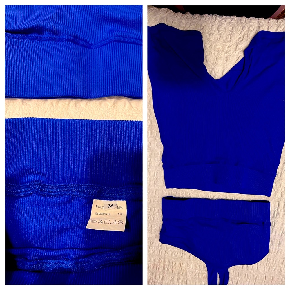 Royal Blue Two Piece Summer Biker Short Set
